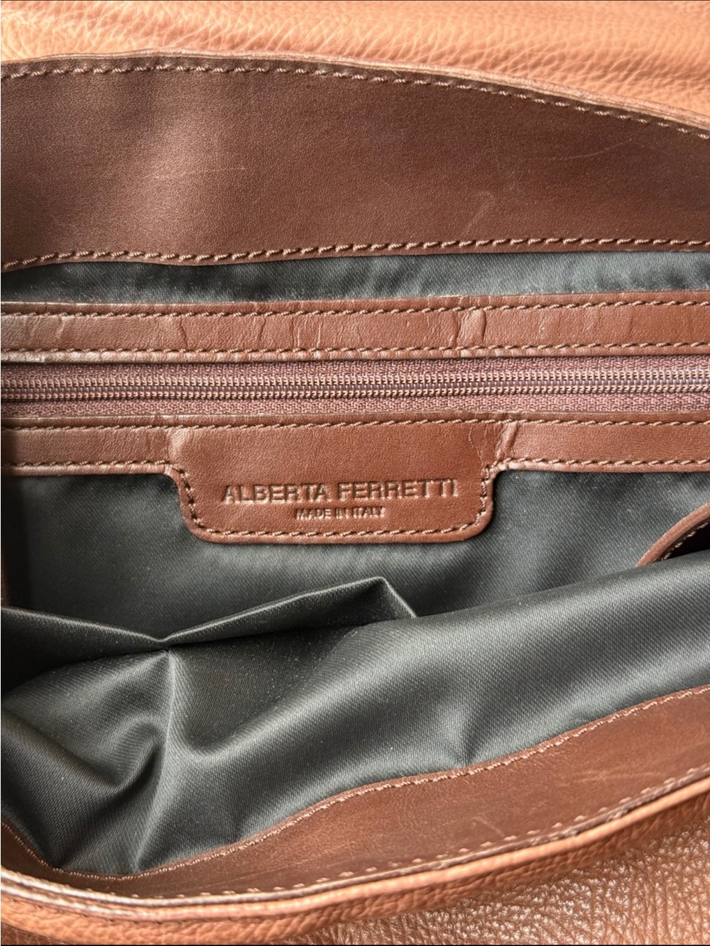 Alberta Ferretti Two-Tone Brown Leather Hobo Bag - Picture 4 of 4